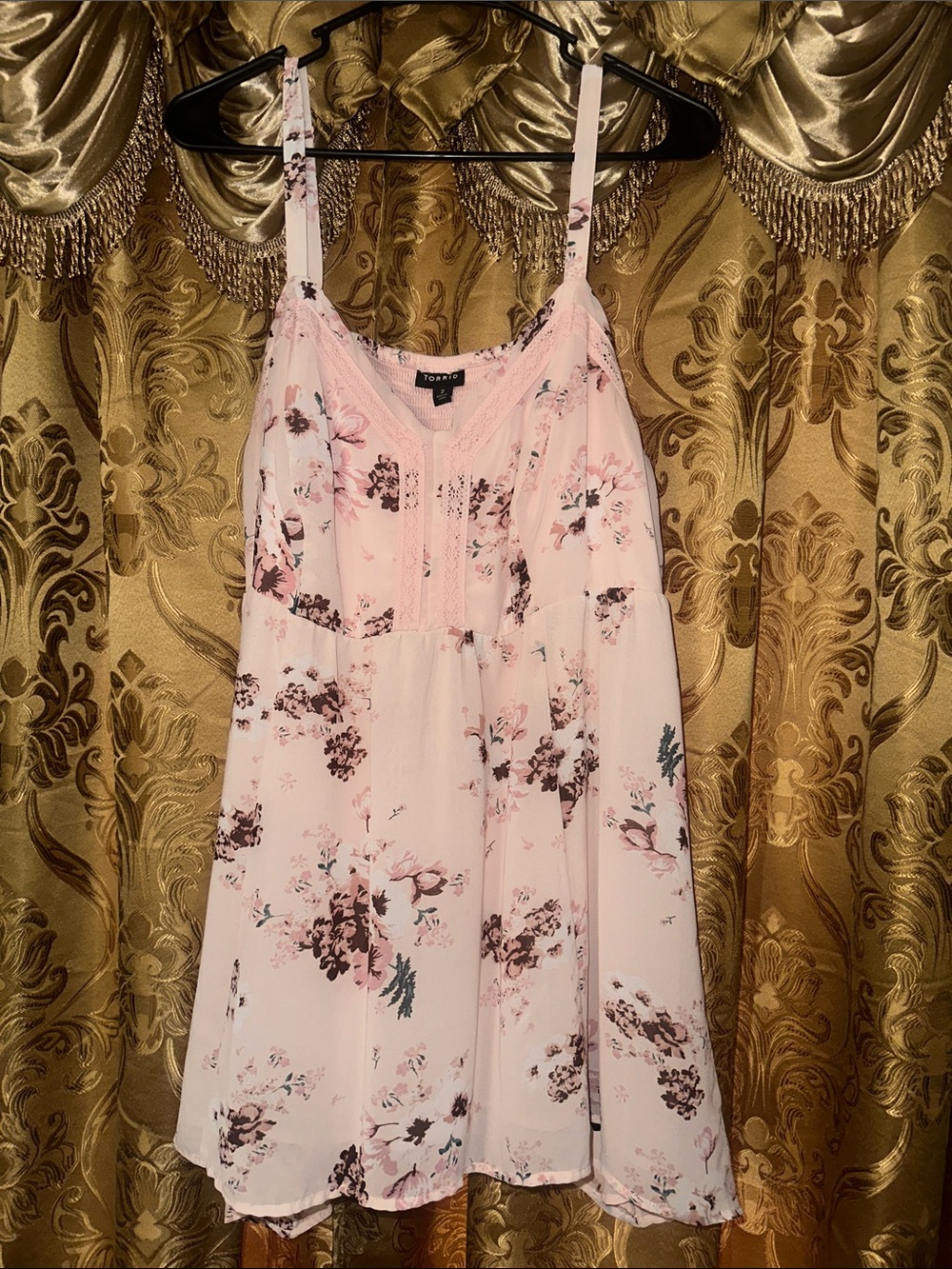 torrid Pink Floral Lace-Trim Tank